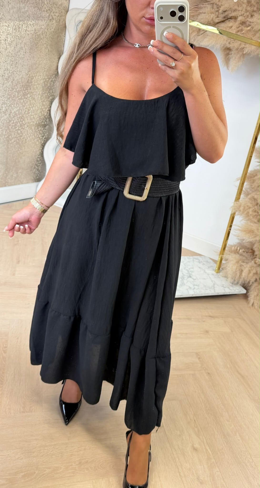 ARIA RUFFLE MAXI KLEID FUCHSIA