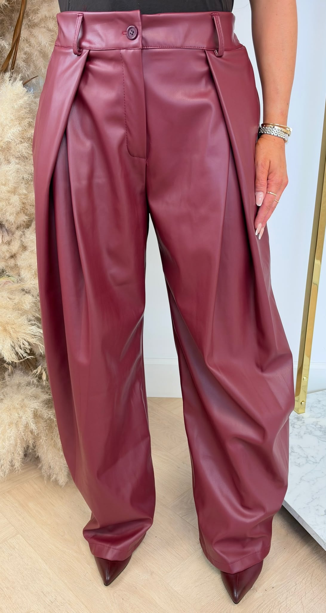 LEATHER LOOK BALLOON PANTS BORDEAUX