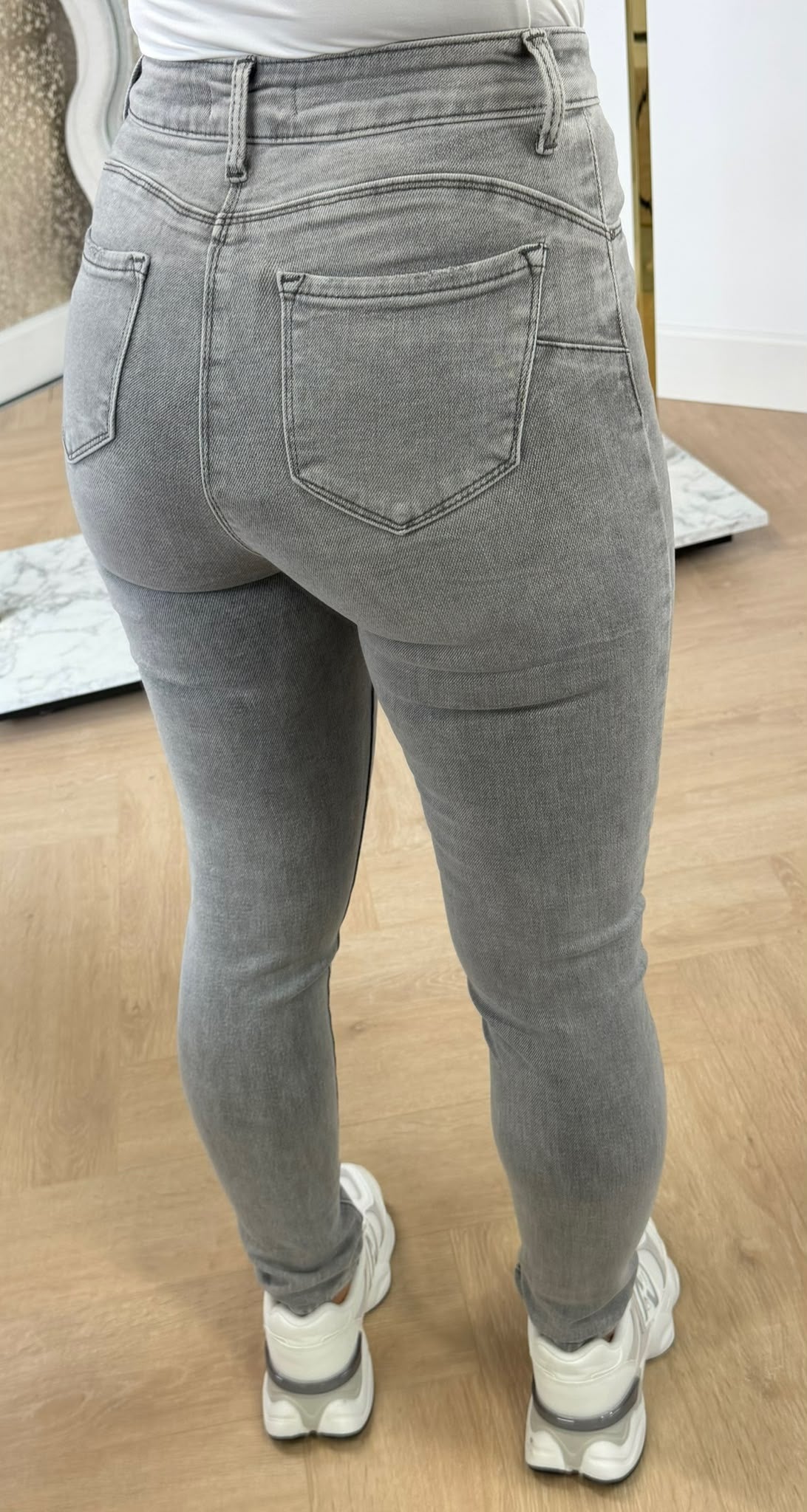 SLIM HIGH WAIST PUSH UP SKINNY 5321-3 LIGHTGREY