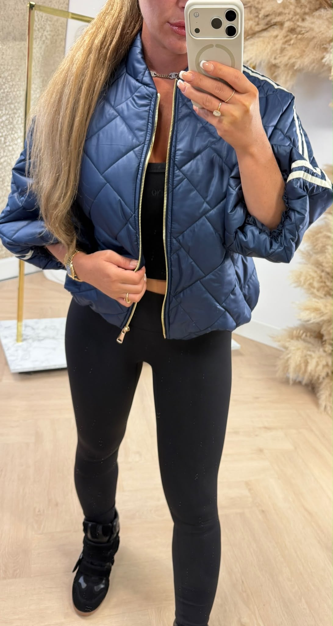 PUFFER 3/4 MOUW JACKET NAVY