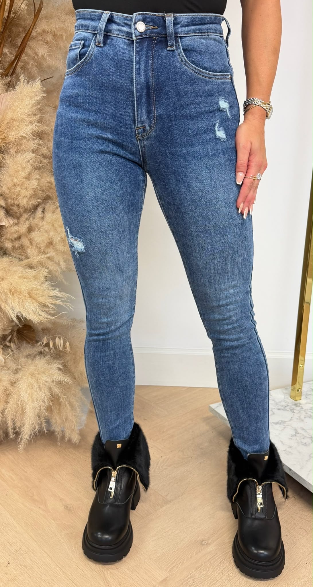LIGHT DAMAGED SKINNY JEANS 5377-52 BLUE