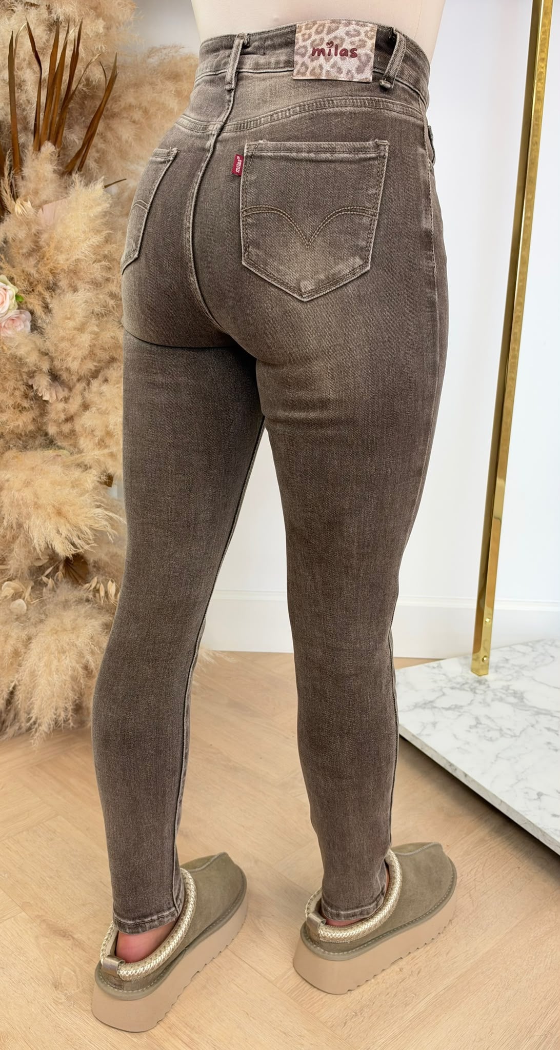 MILASS WASHED SKINNY JEANS 271 BROWN