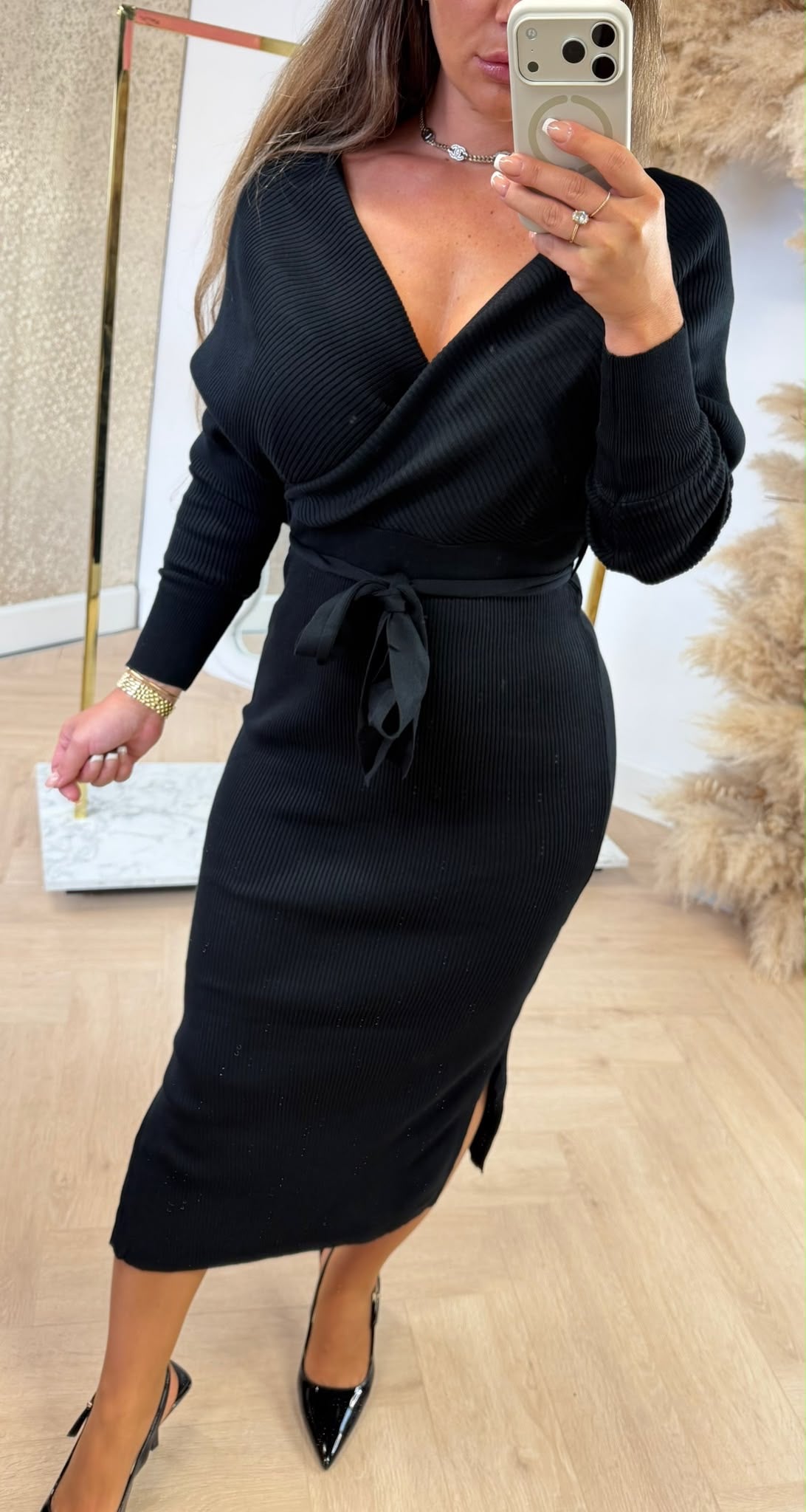 BESTSELLER CROSS OVER RIB DRESS 5880 BLACK