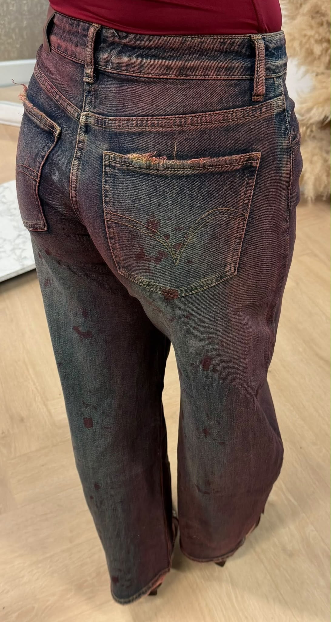 BARREL WASHING JEANS 5027 DENIM/BORDEAUX
