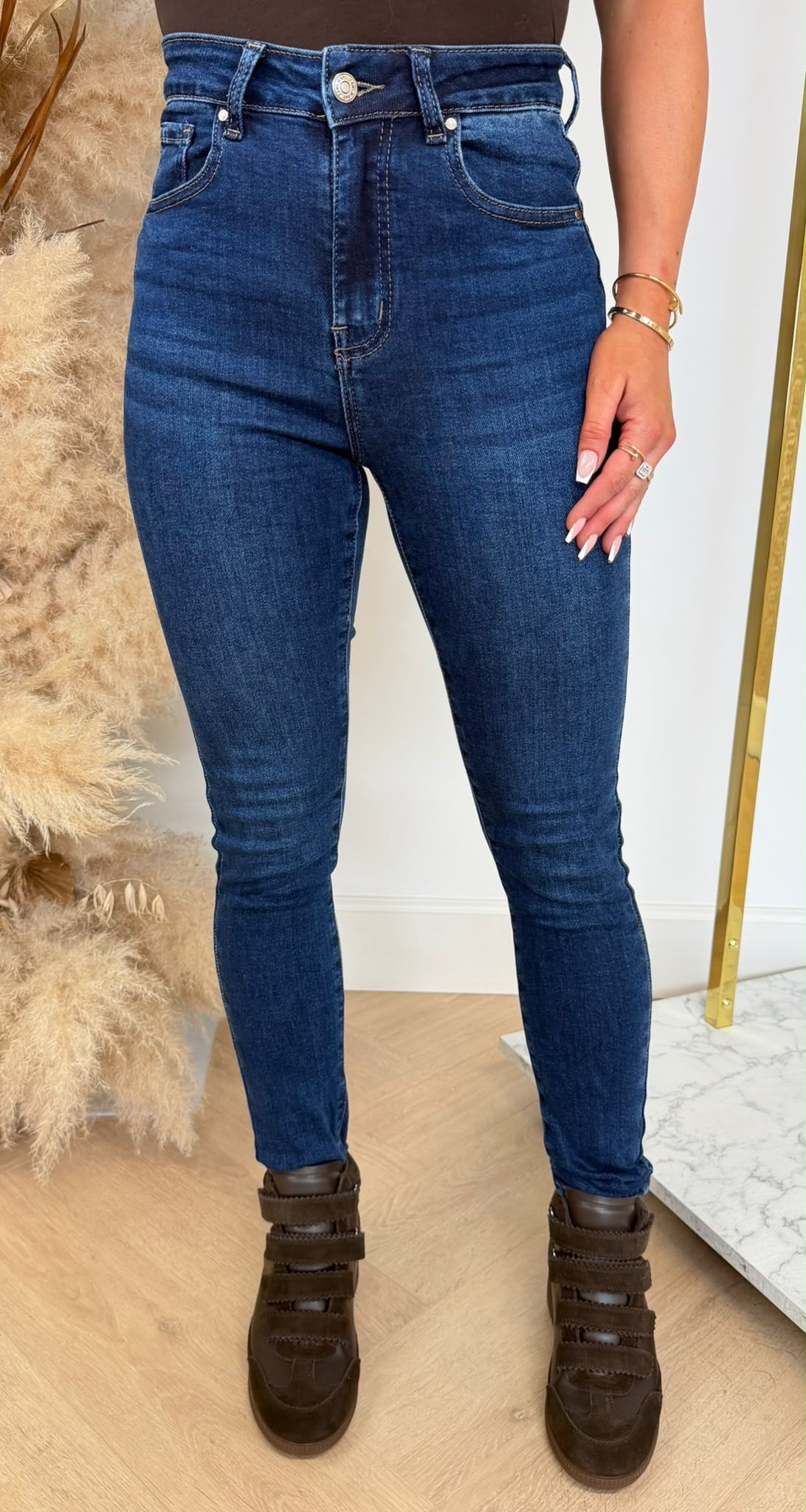 SARAH MID WAIST SLIM JEANS 7001-1 DARKBLUE
