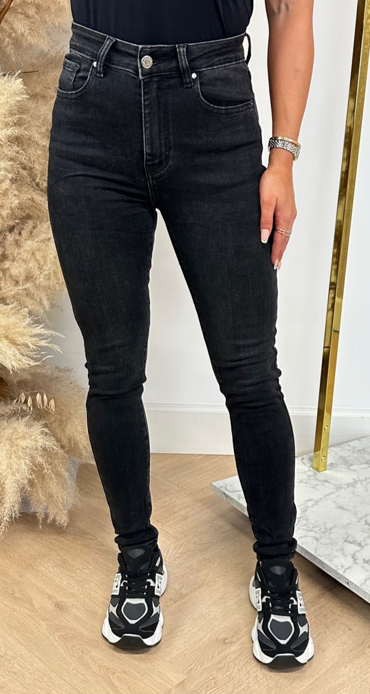 MID WAIST SLIM JEANS 7001-8 BLACK