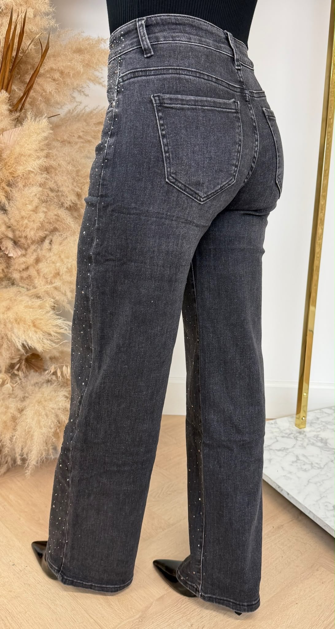 SPARKLE WIDE LEG JEANS 8699-3 DARKGREY