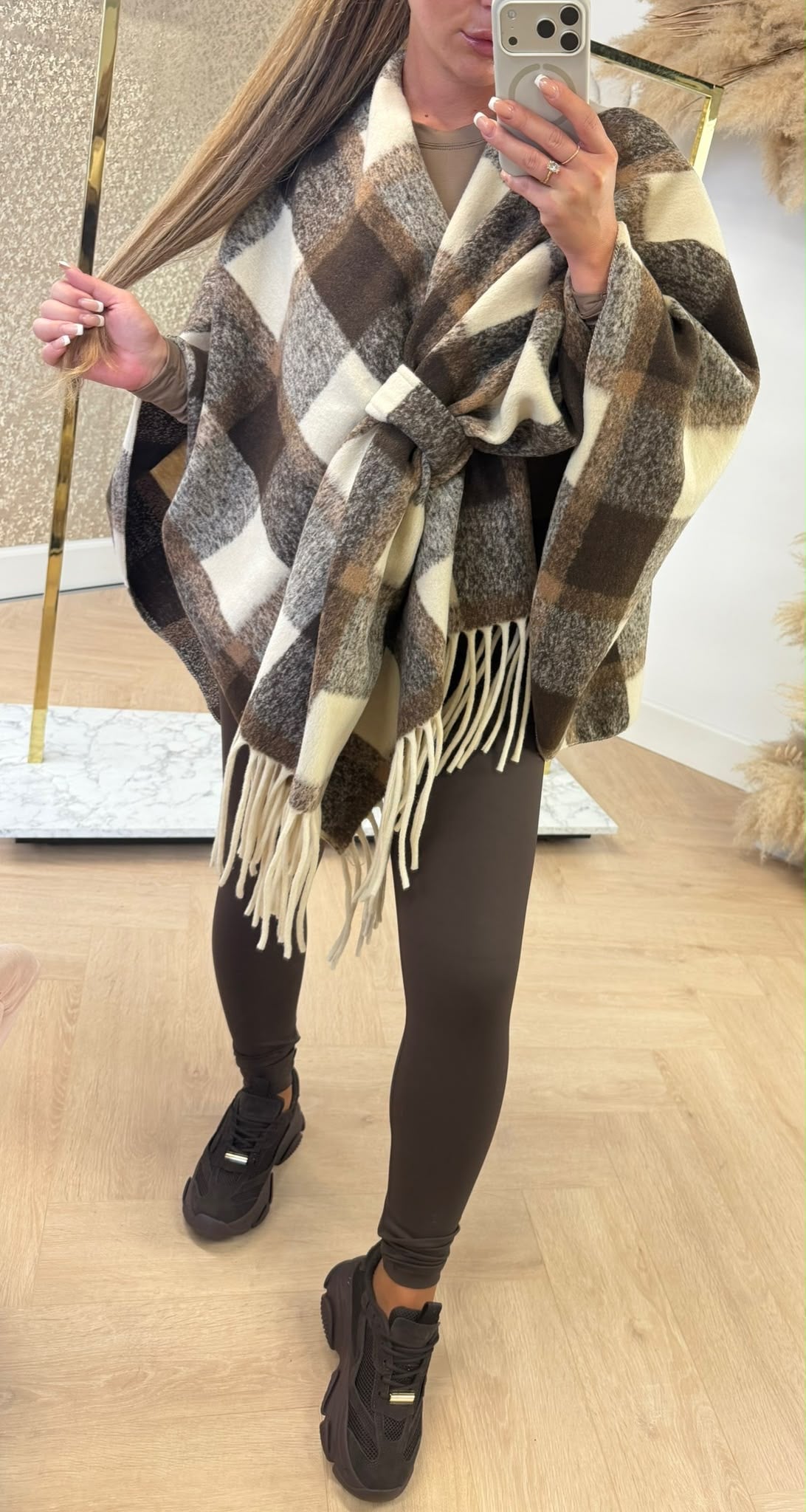 RUIT PONCHO BROWN