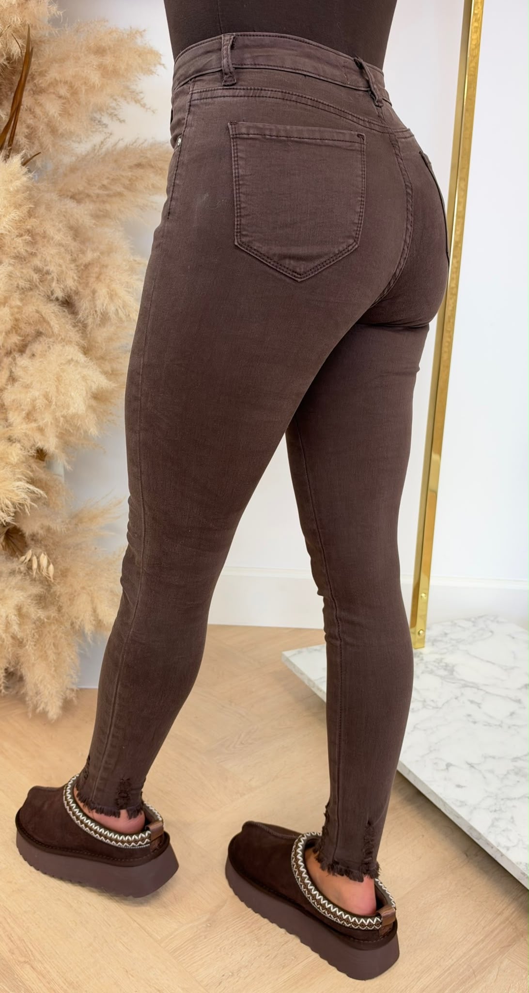BESTIE DAMAGED SKINNY 1245-5 CHOCO