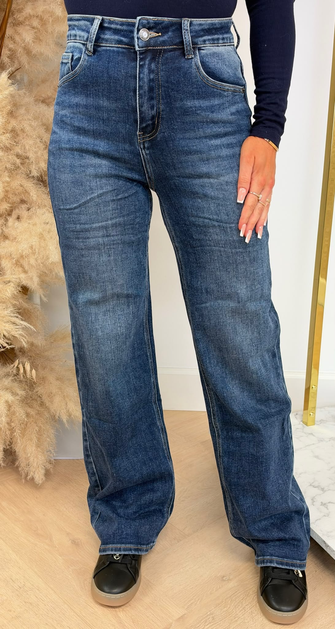 BASIC STRETCH WIDE LEG JEANS 1092-2 DENIMBLUE