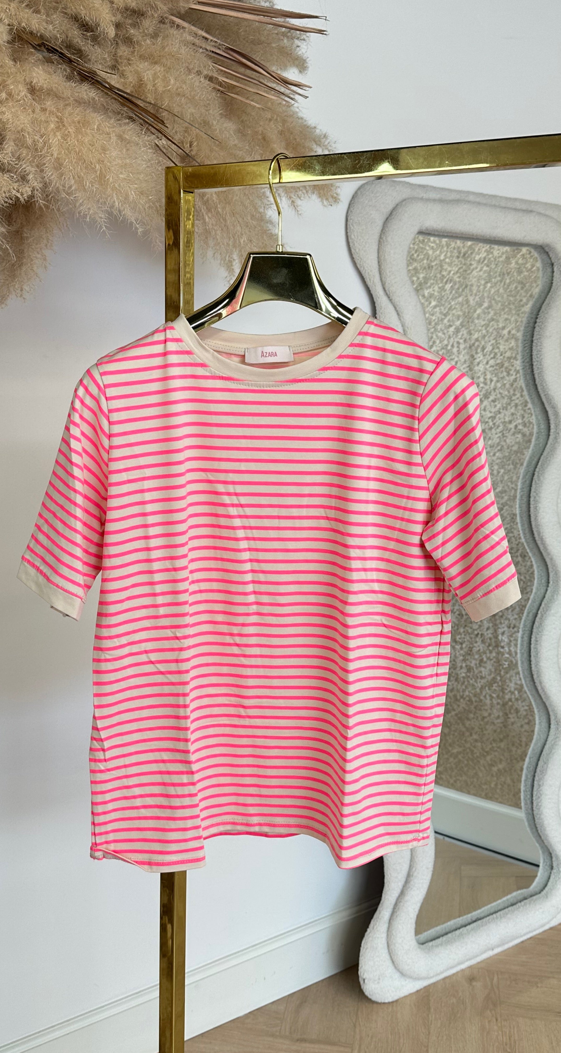 AZARA NEON STRIPE TEE BEIGE