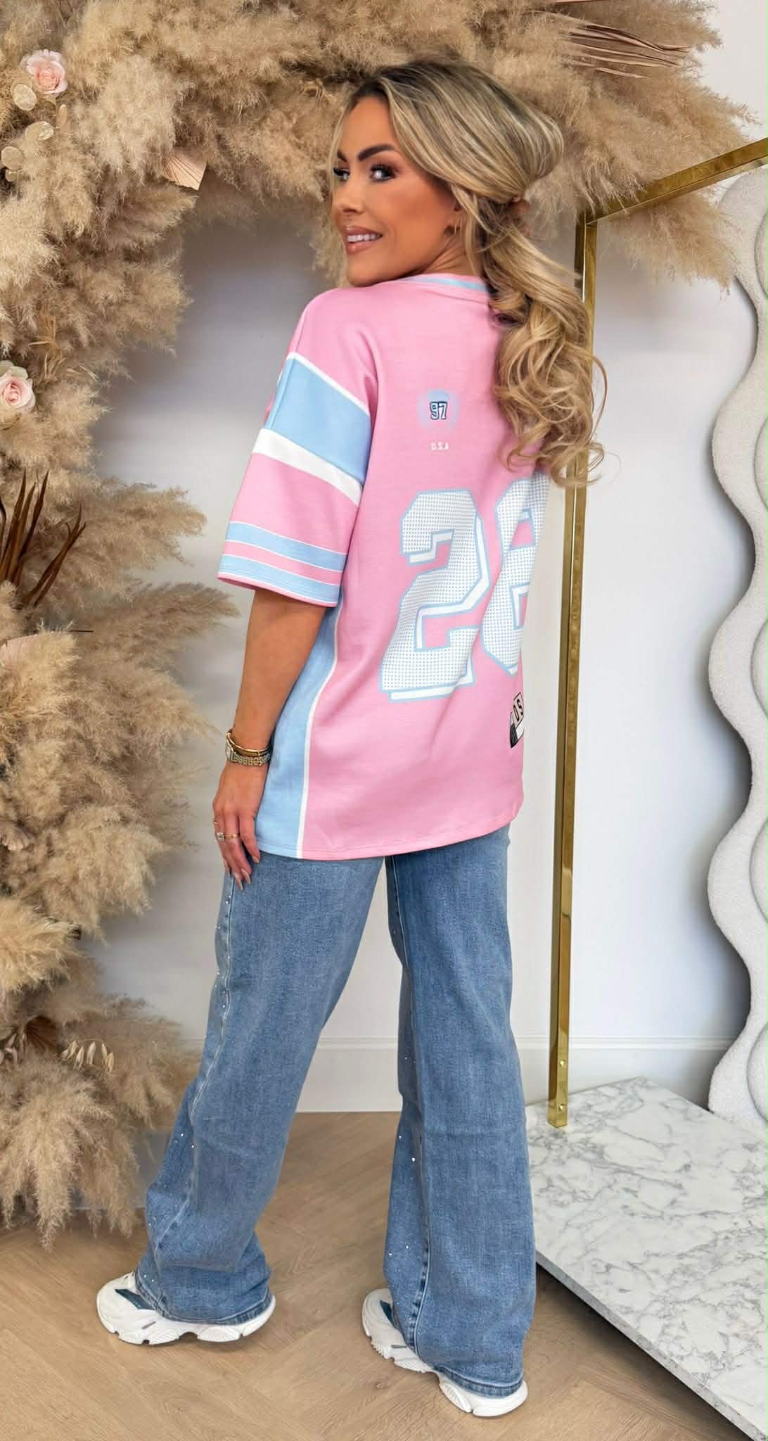 BIG PRINT JERSEY SHIRT PINK