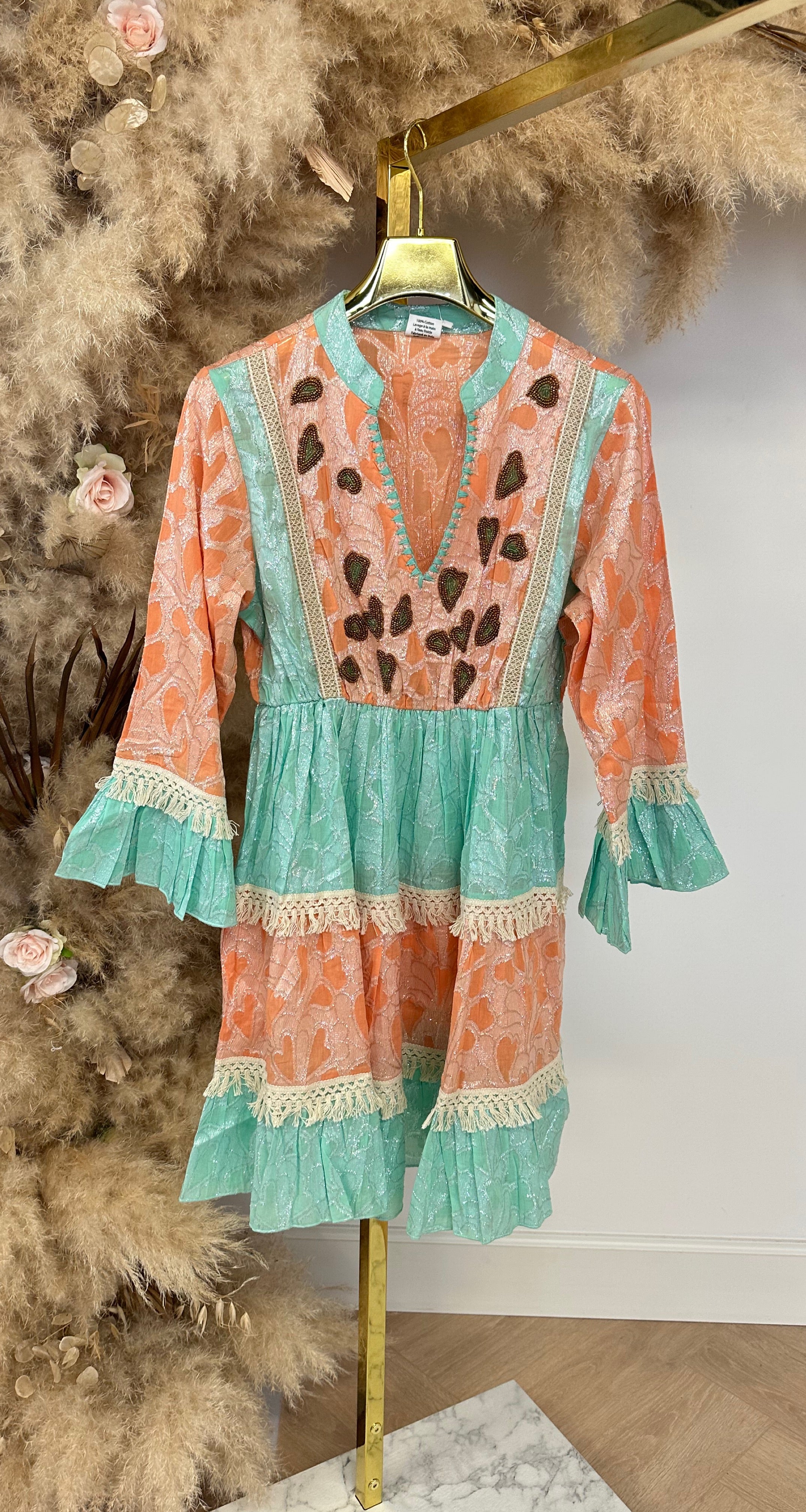 BOHEMIAN SUMMER DRESS 1515 PEACH