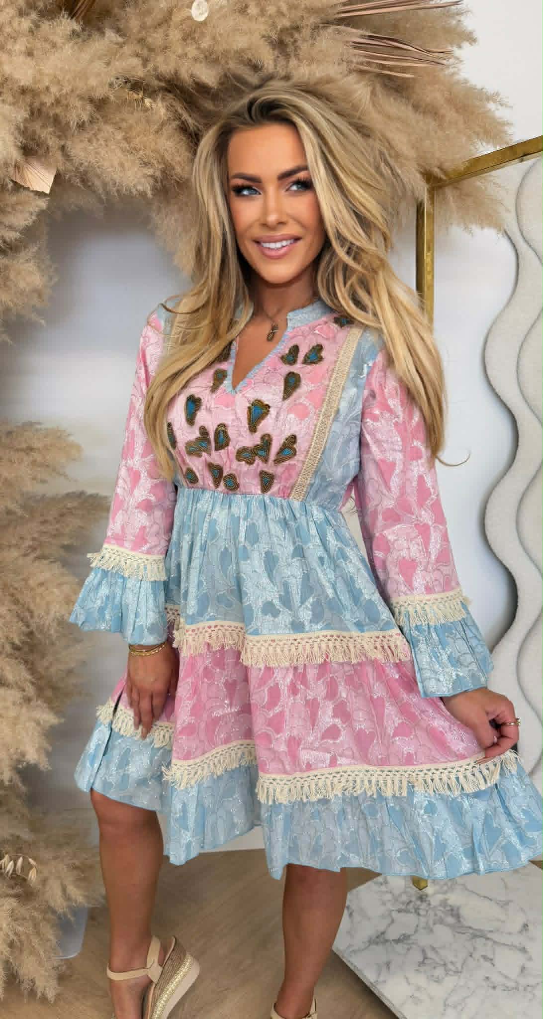 BOHEMIAN SUMMER DRESS 1515 PINK