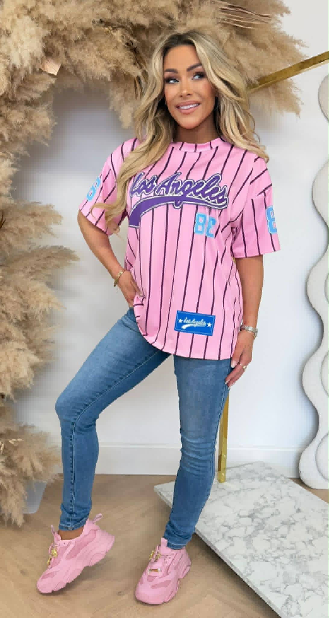 BREE LA 86 BASEBALL PRINT TEE PINK