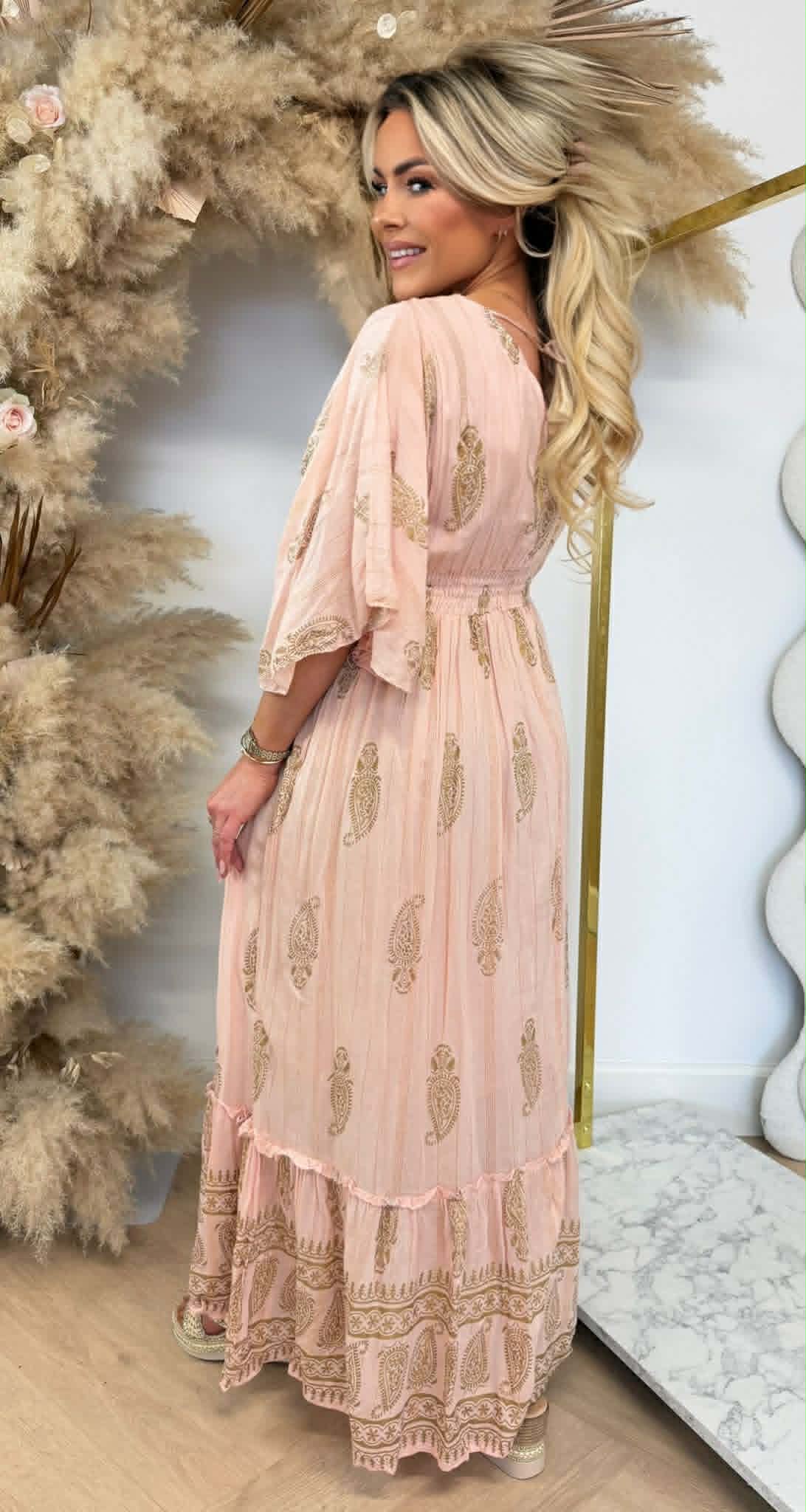 DOLCY GOLDEN DETAIL MAXI DRESS 244056 OLDPINK