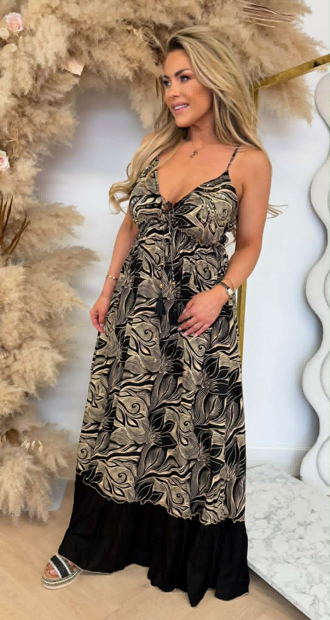 ELVIRA PRINT SUMMER DRESS BLACK