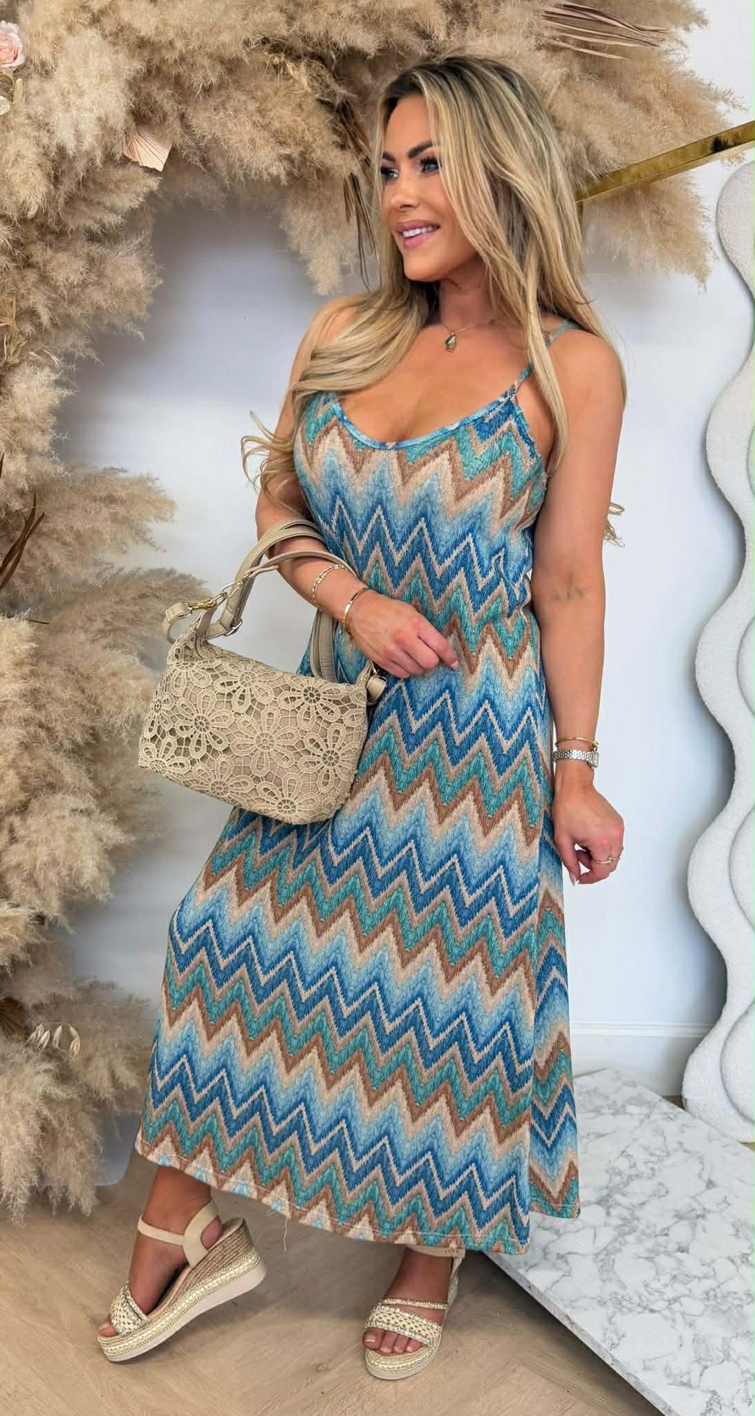 EMELY ZIGZAG DRESS BLUE