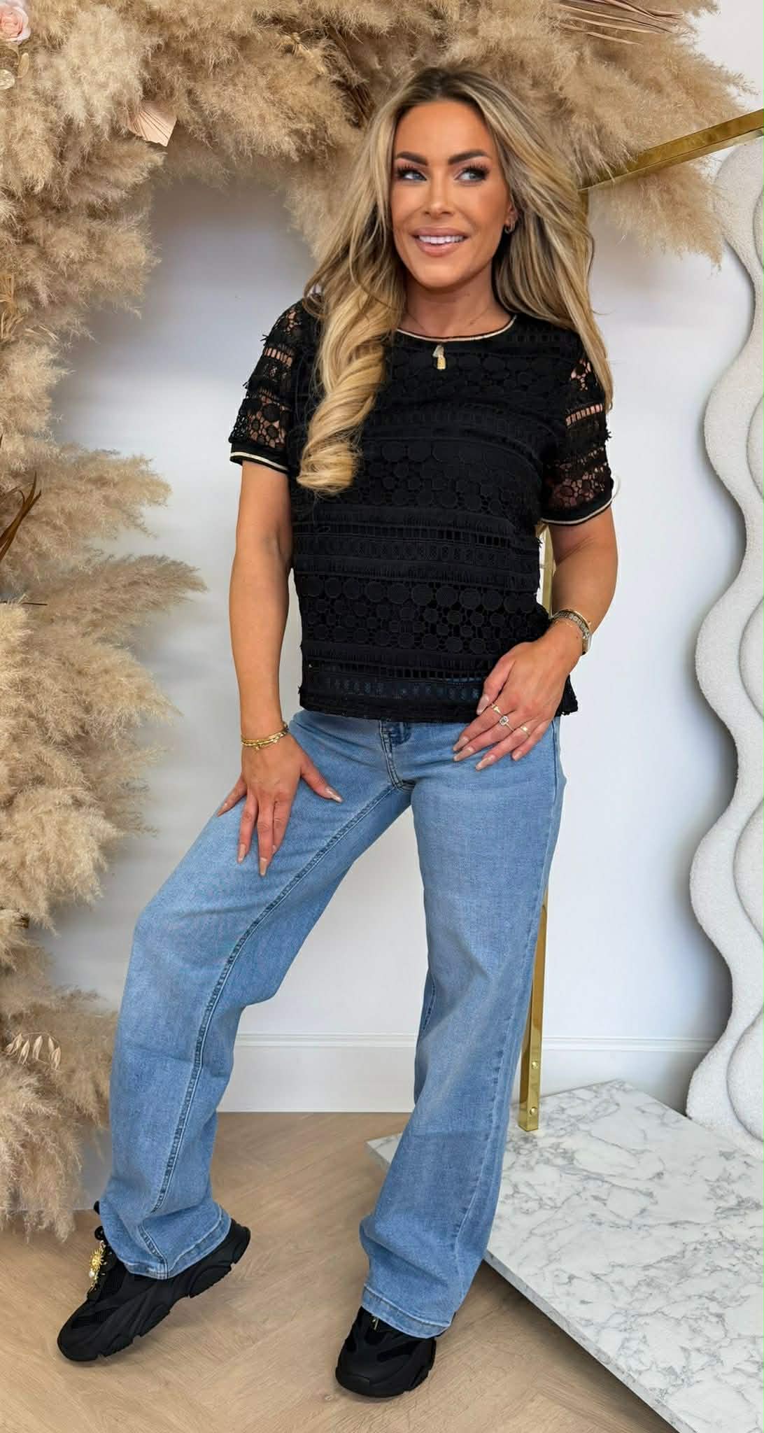 GOLDY LACE SHIRT 19840 BLACK
