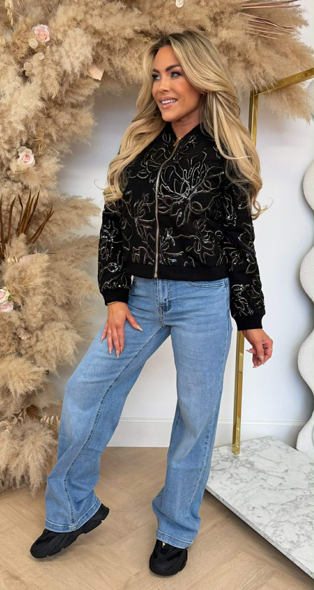 GOLDY SEQUIN VESTJE 17467 BLACK