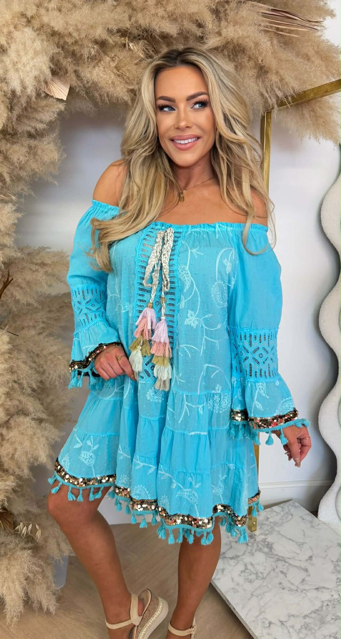 IBIZY SEQUIN DRESS BLUE