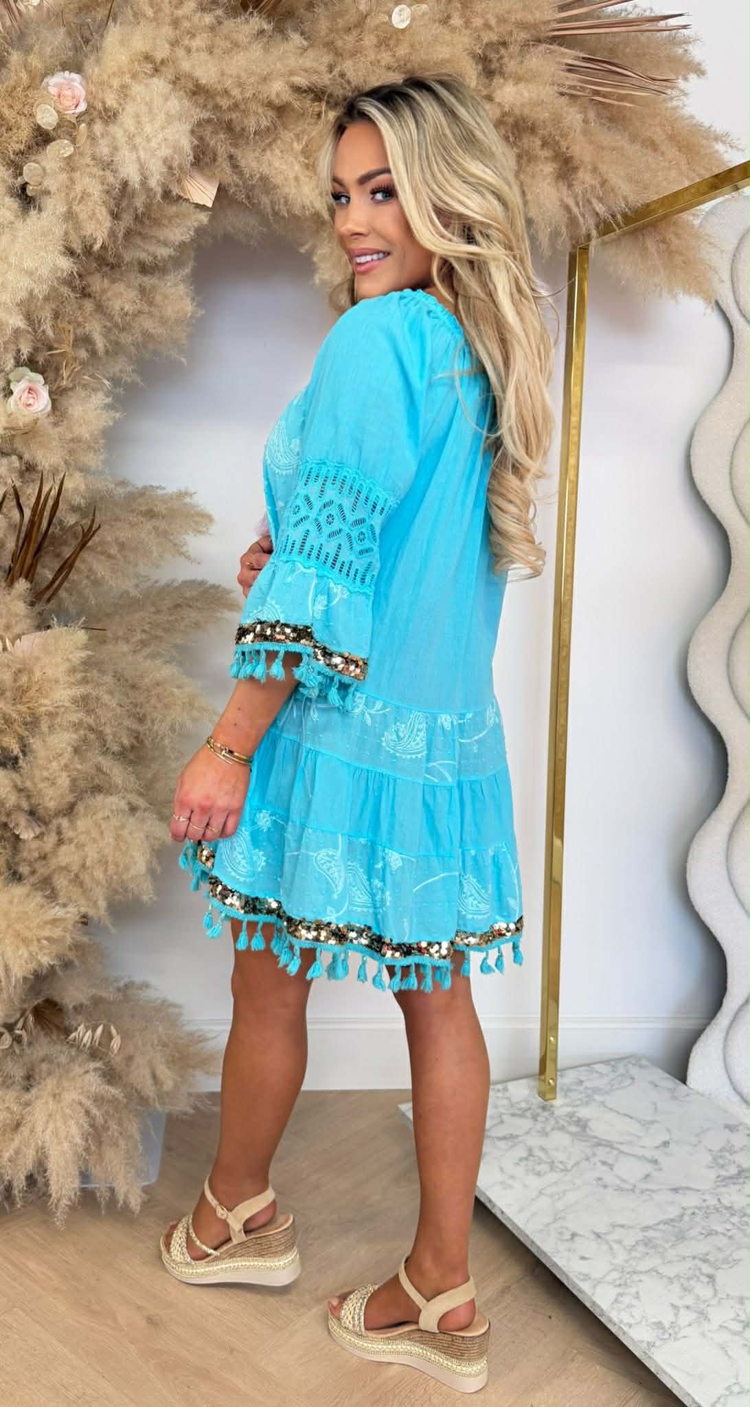 IBIZY SEQUIN DRESS BLUE