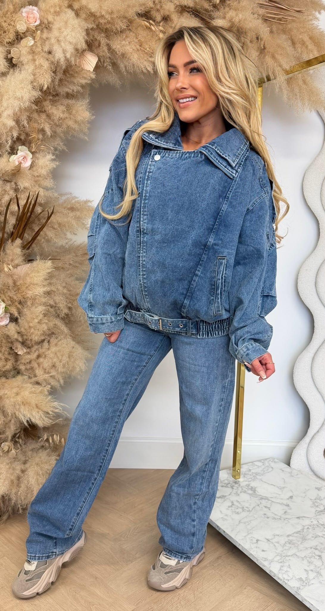OVERSIZED DENIM BIKER JACKET 646 DARKDENIM