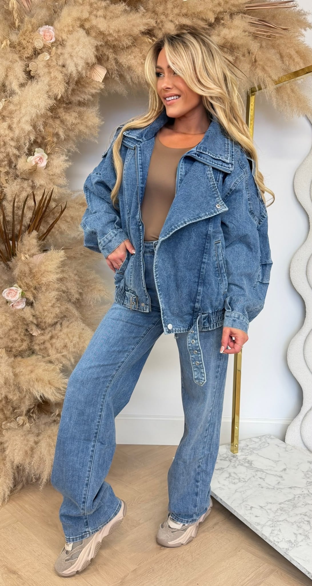 OVERSIZED DENIM BIKER JACKET 646 DARKDENIM