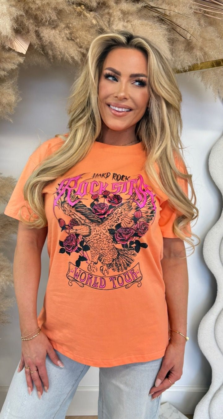 ROCK STAR ROSE TEE 8011576 ORANGE