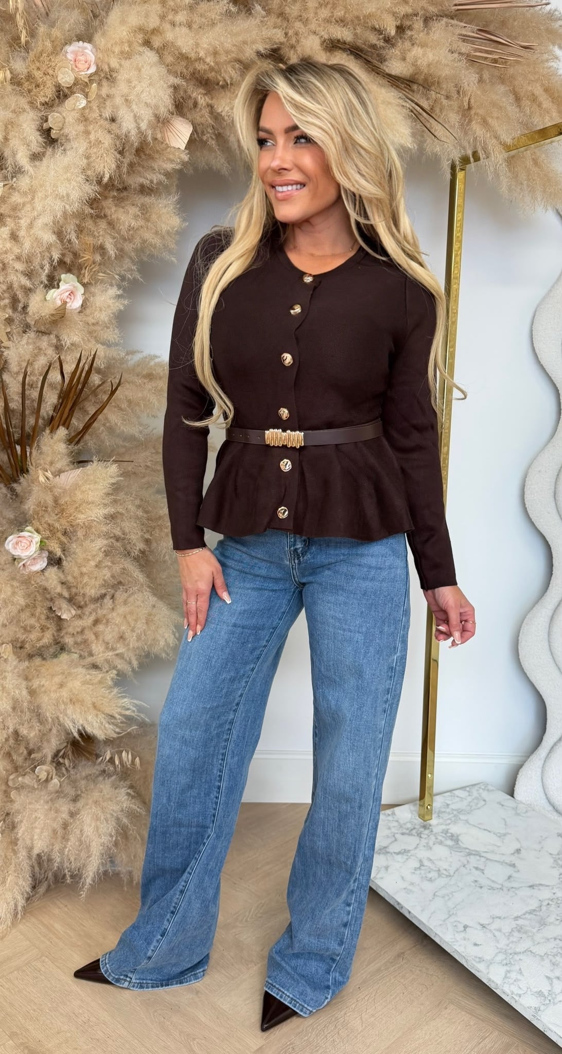 BUTTON BELT VESTJE 16182 CHOCO