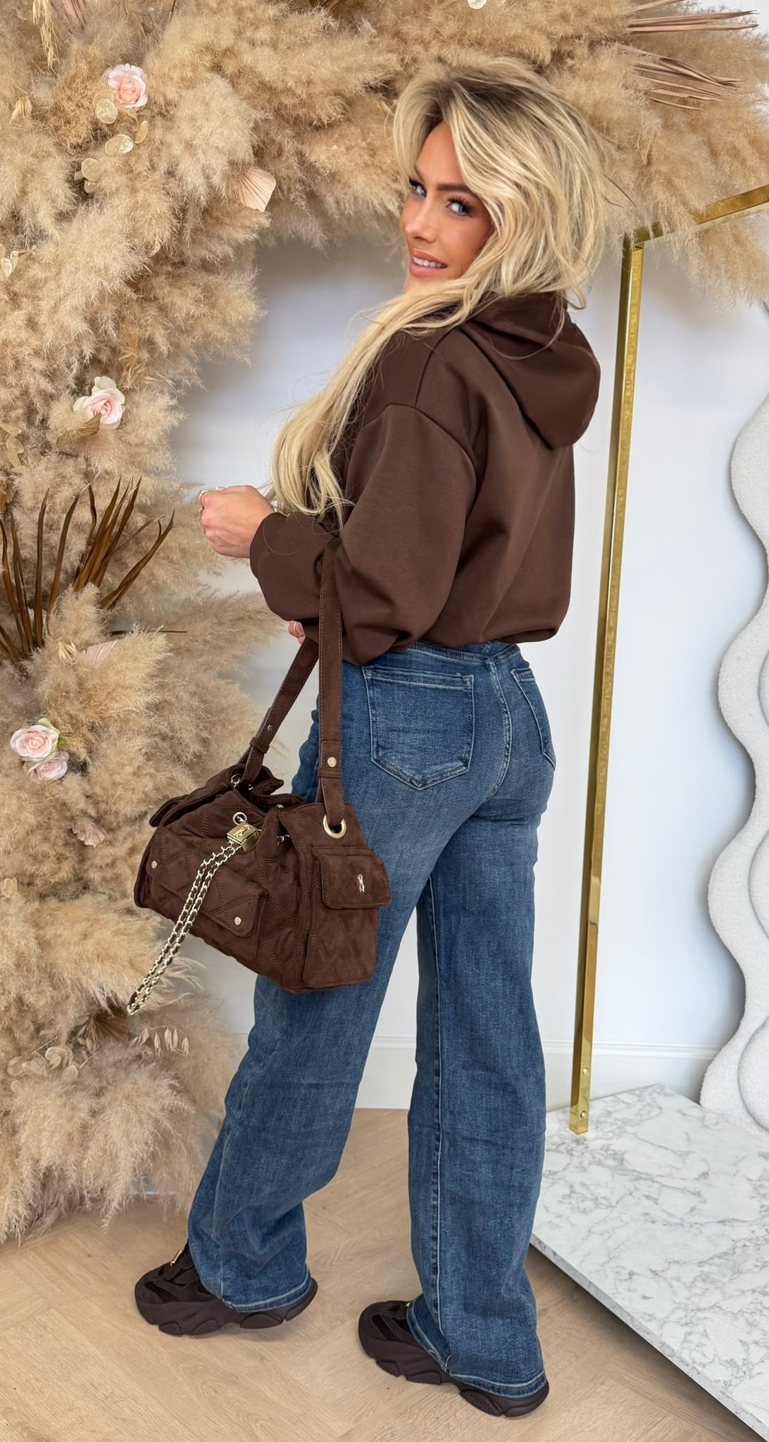 MIKA CROPPED HOODIE BROWN