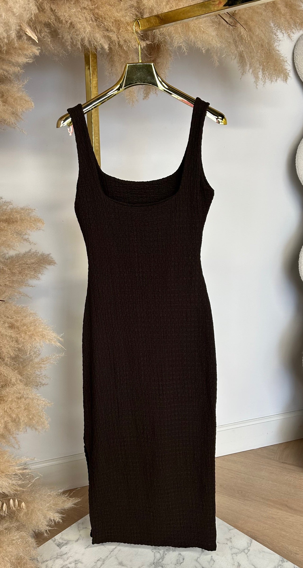 LOEKA MOUSSELINE SPLIT DRESS CHOCO