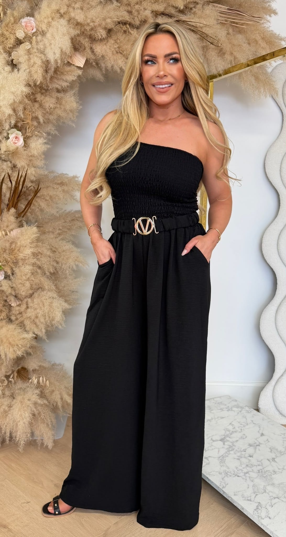 SANDY BELT STRAPLESS JUMPSUIT BLACK