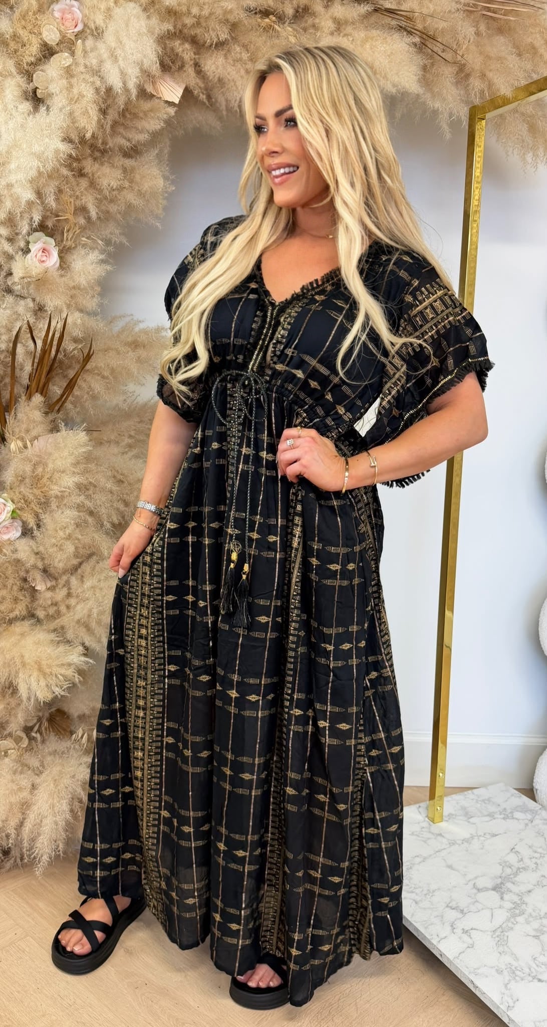 LEANE IBIZA BOHI MAXI DRESS 914 BLACK