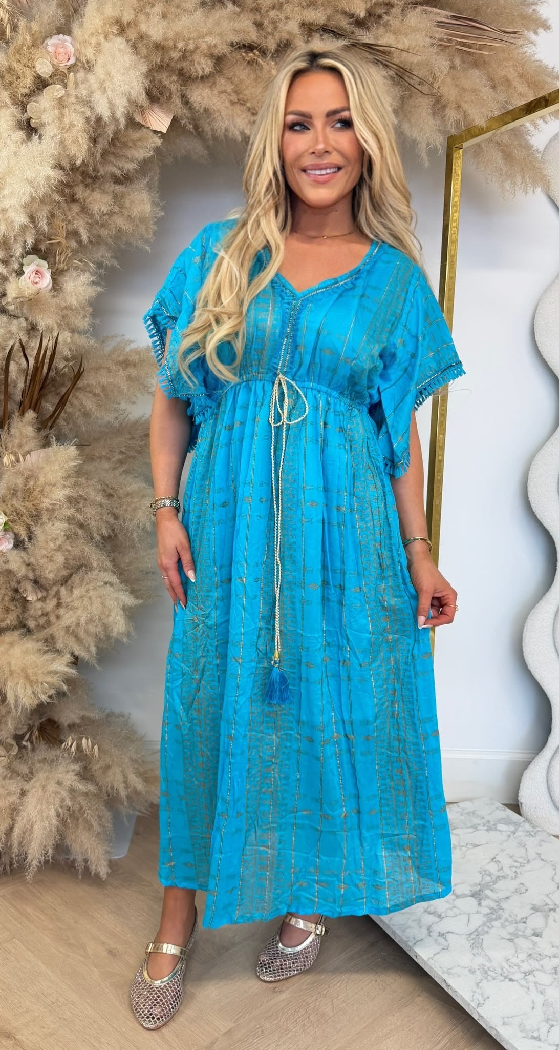 LEANE IBIZA BOHI MAXI DRESS 914 BLUE