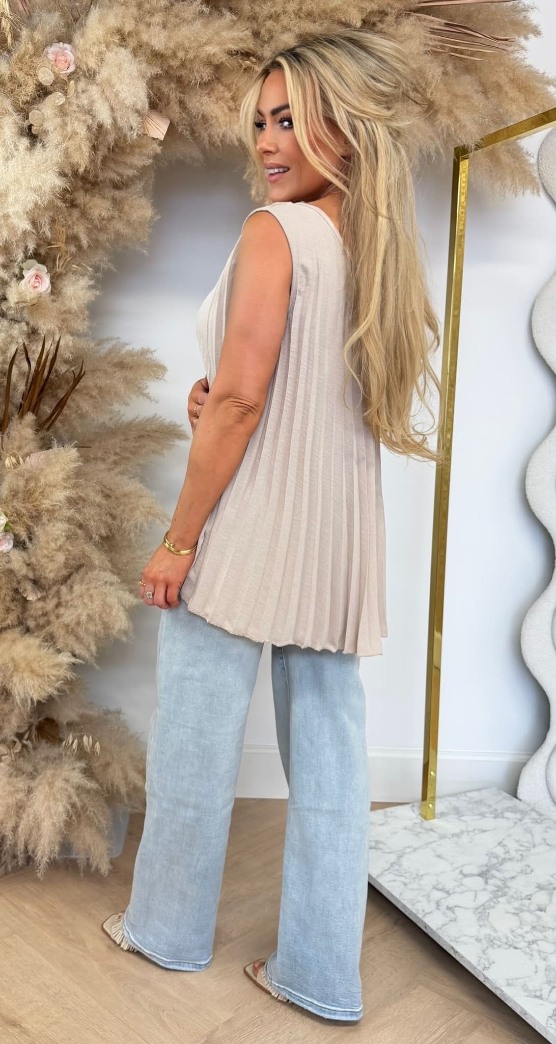 PERFECT PLISSE TOP BEIGE