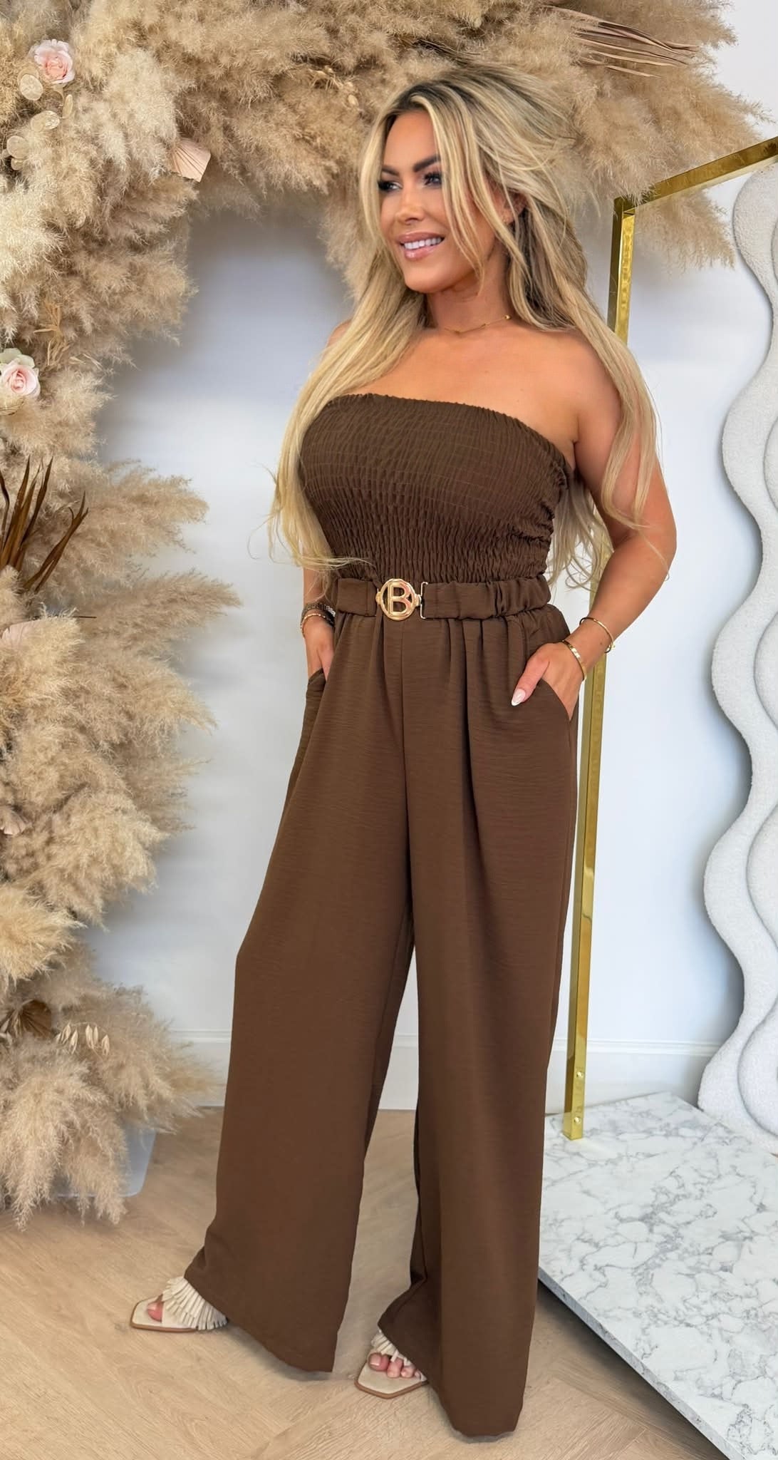 SANDY BELT STRAPLESS JUMPSUIT CHOCO