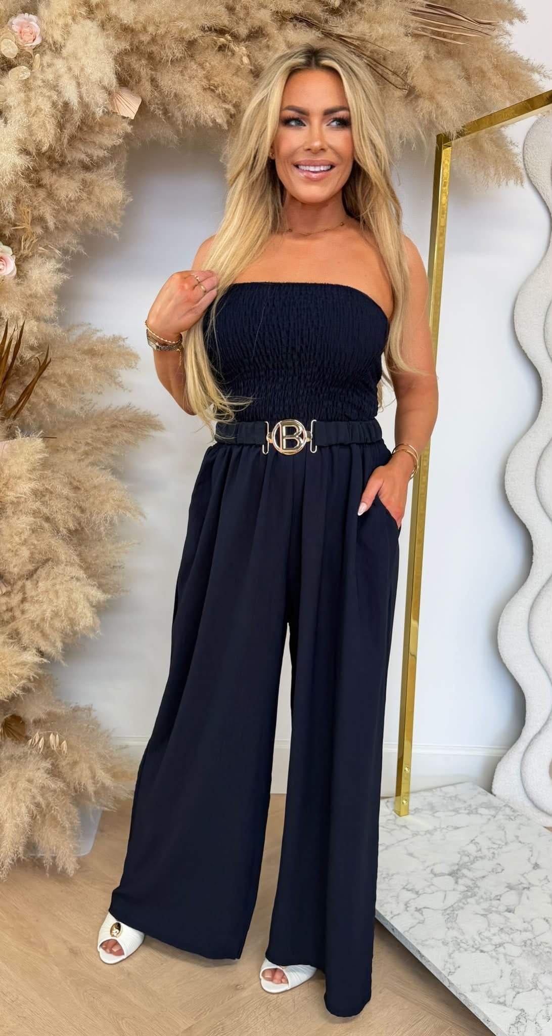 SANDY BELT STRAPLESS JUMPSUIT NAVY