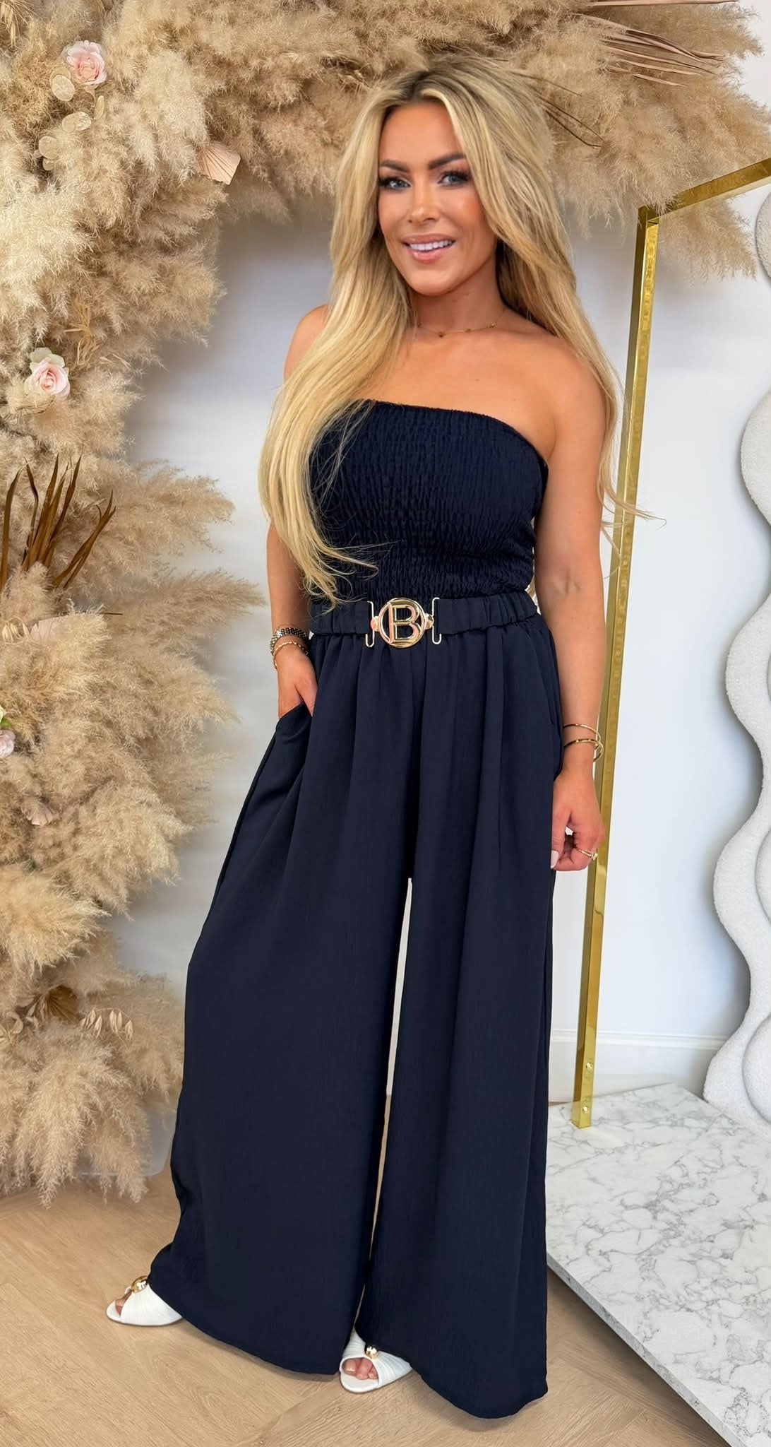 SANDY BELT STRAPLESS JUMPSUIT NAVY