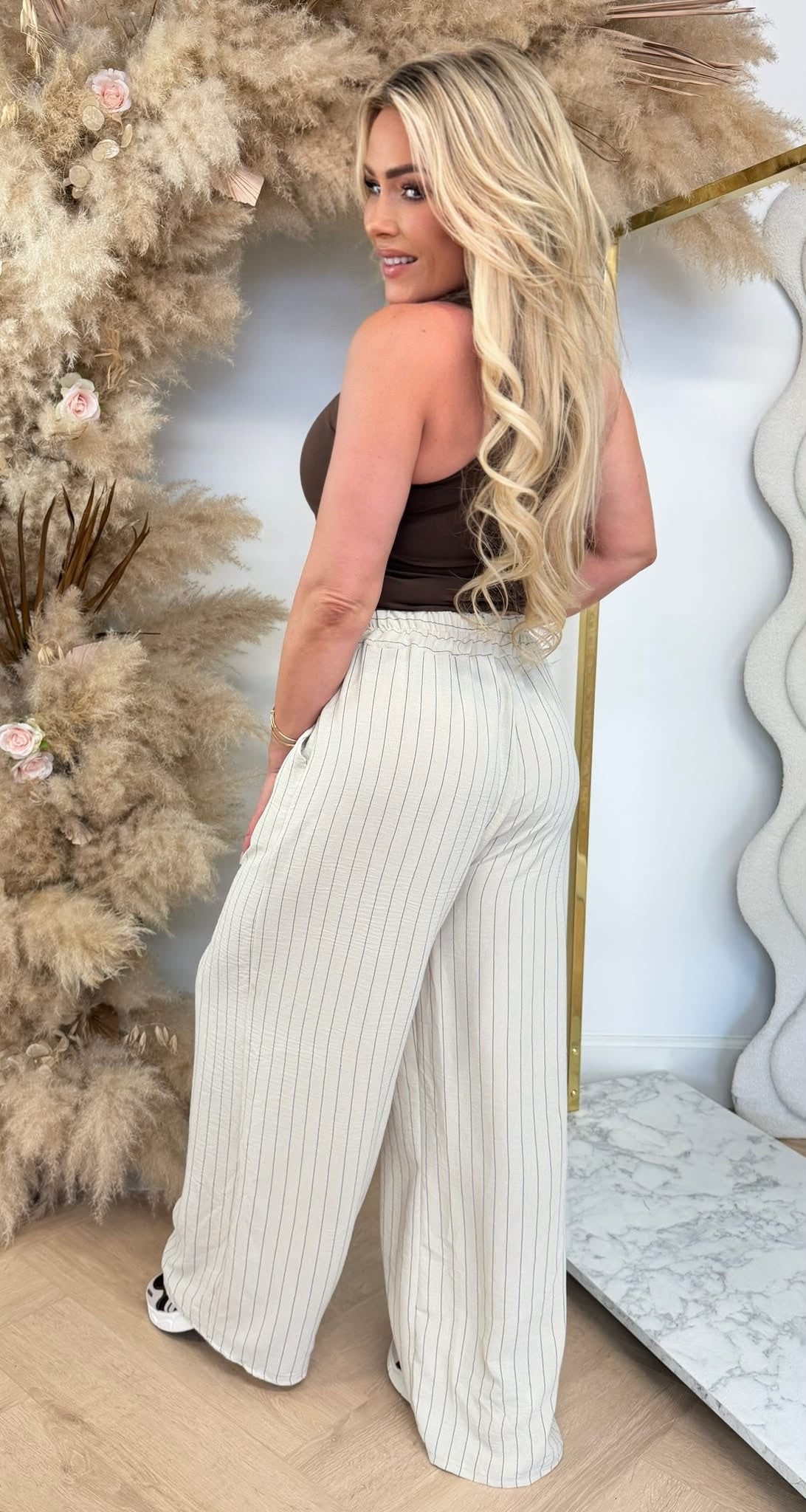 KIARA LITTLE STRIPE PANTS BEIGE