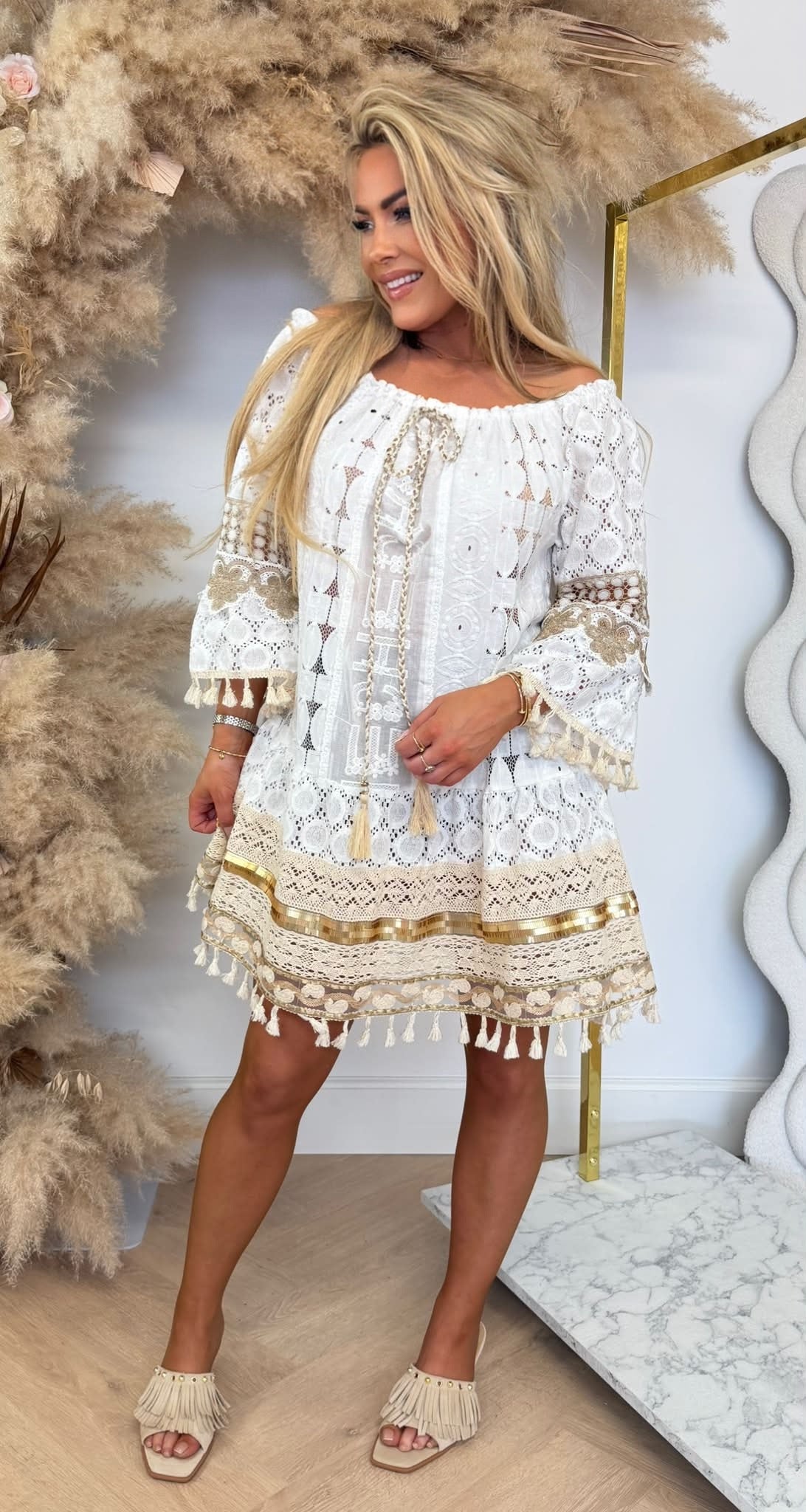EVA LACE DRESS OFFWHITE