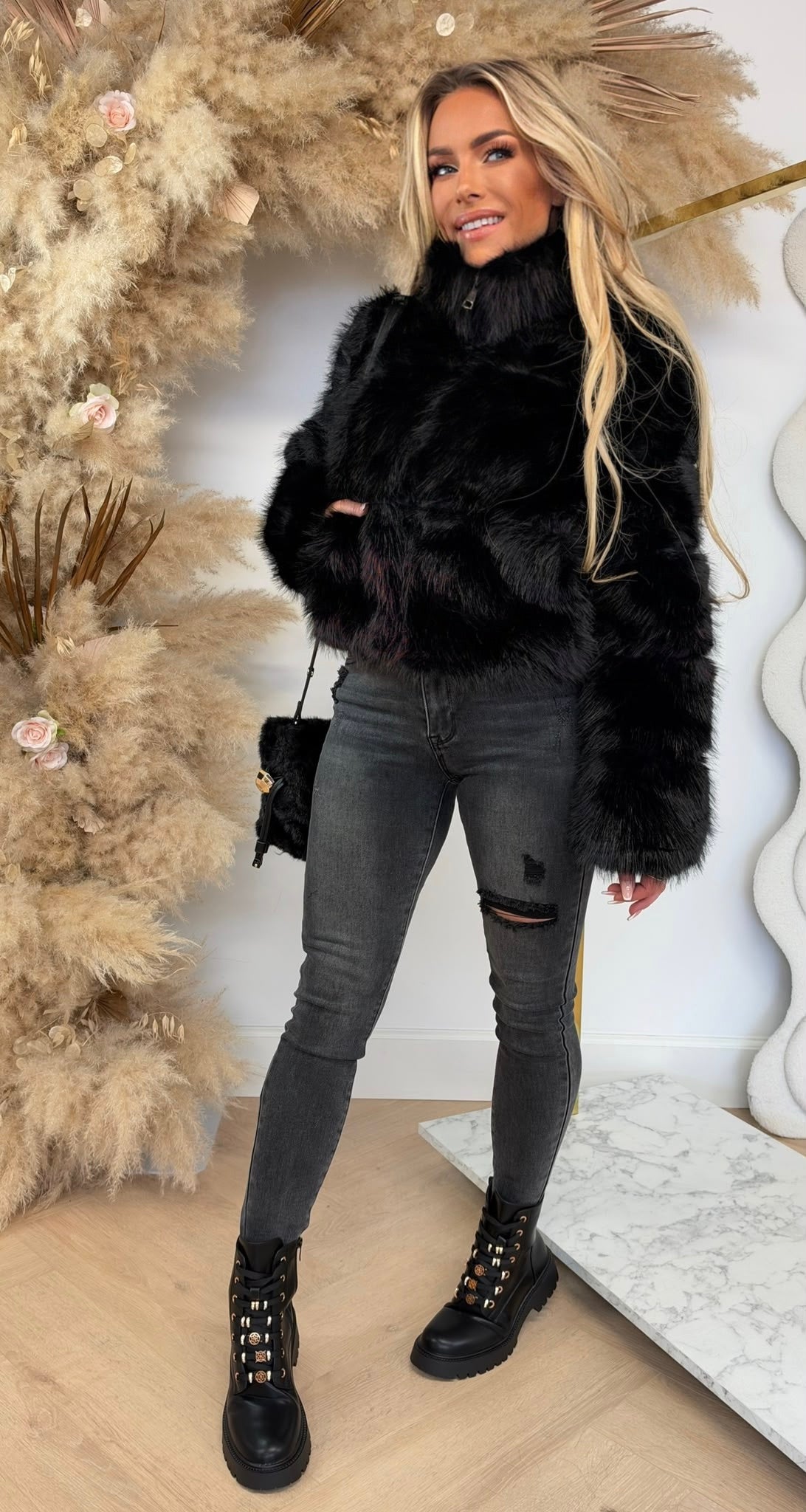 FAKE FUR MUSTHAVE JACKET 7018 BLACK