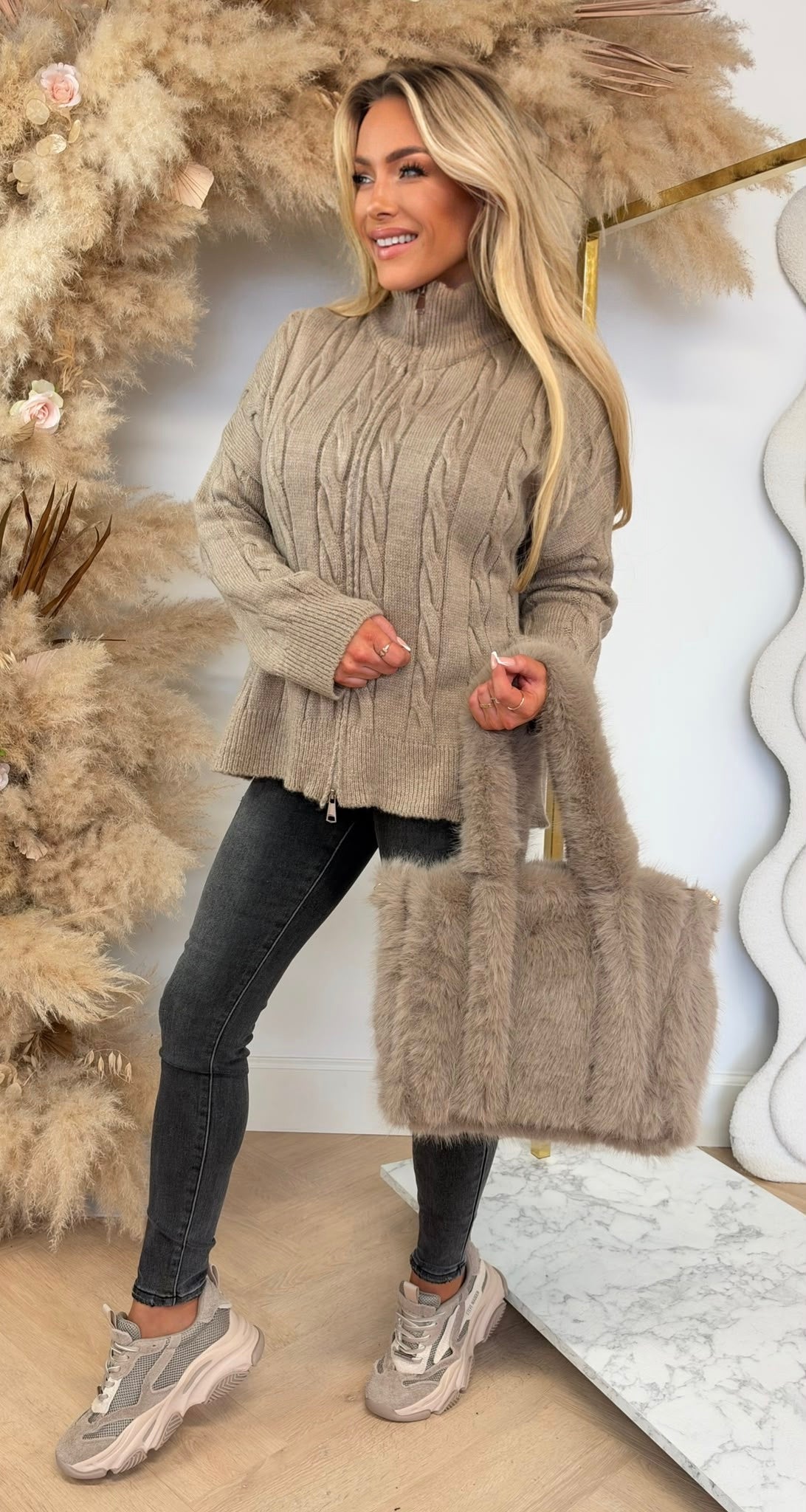 KABEL RITS VEST BEIGE