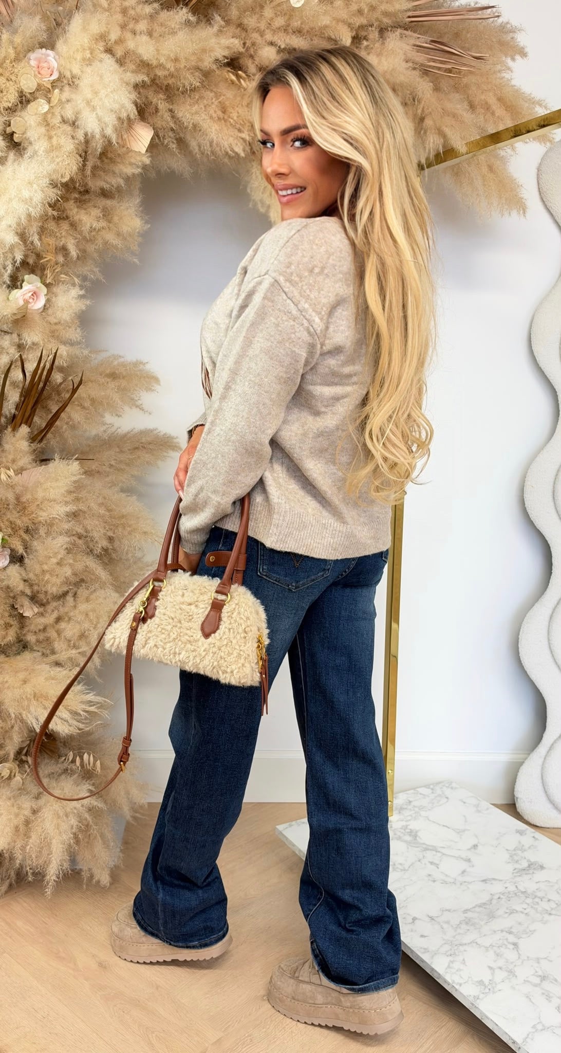 LEATHER BROOKLYN SWEAT 172 BEIGE
