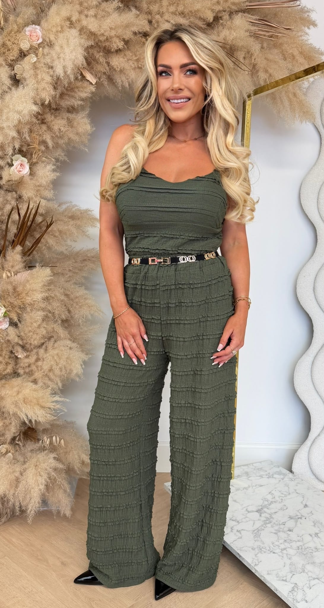 CHERRY ROUCHE SET ARMYGREEN