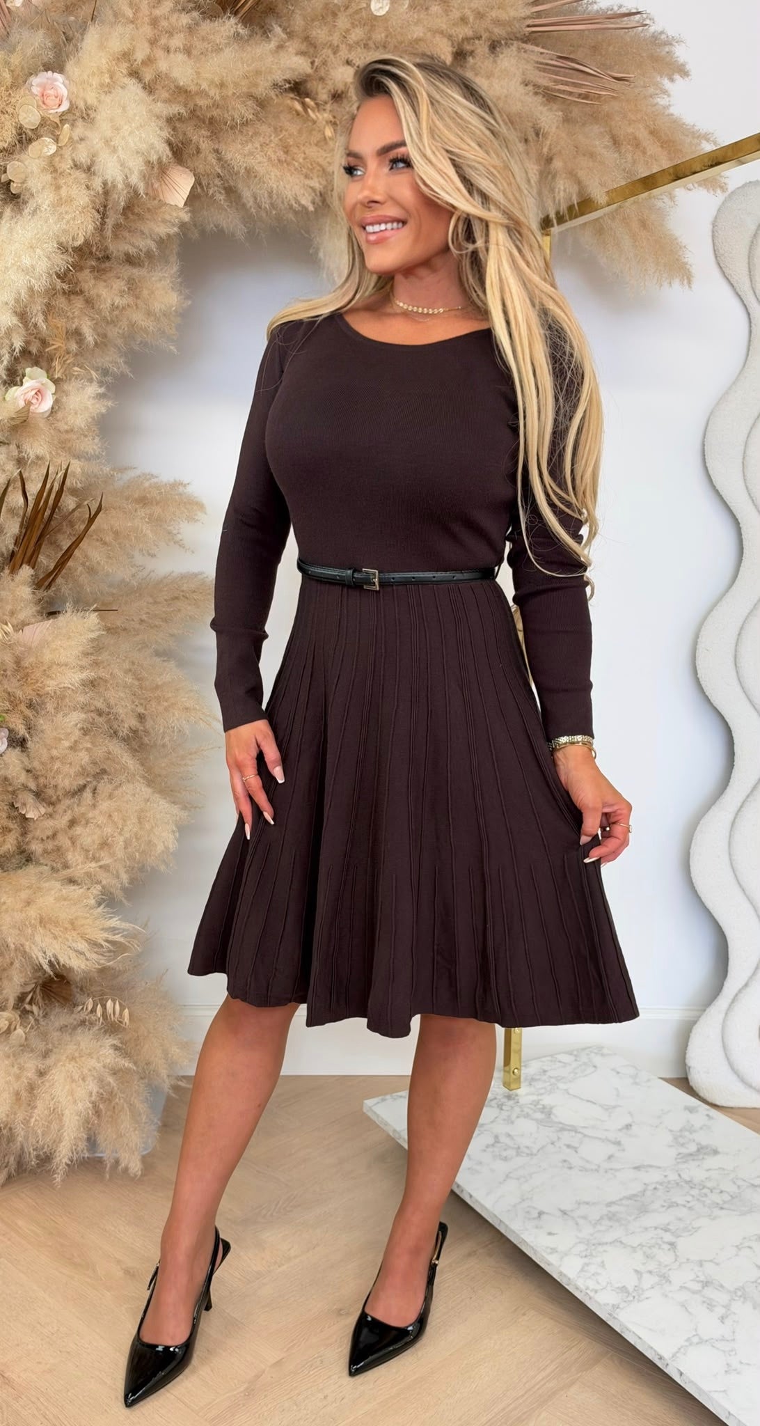 PEPLUM STICK DRESS 5770 CHOCO