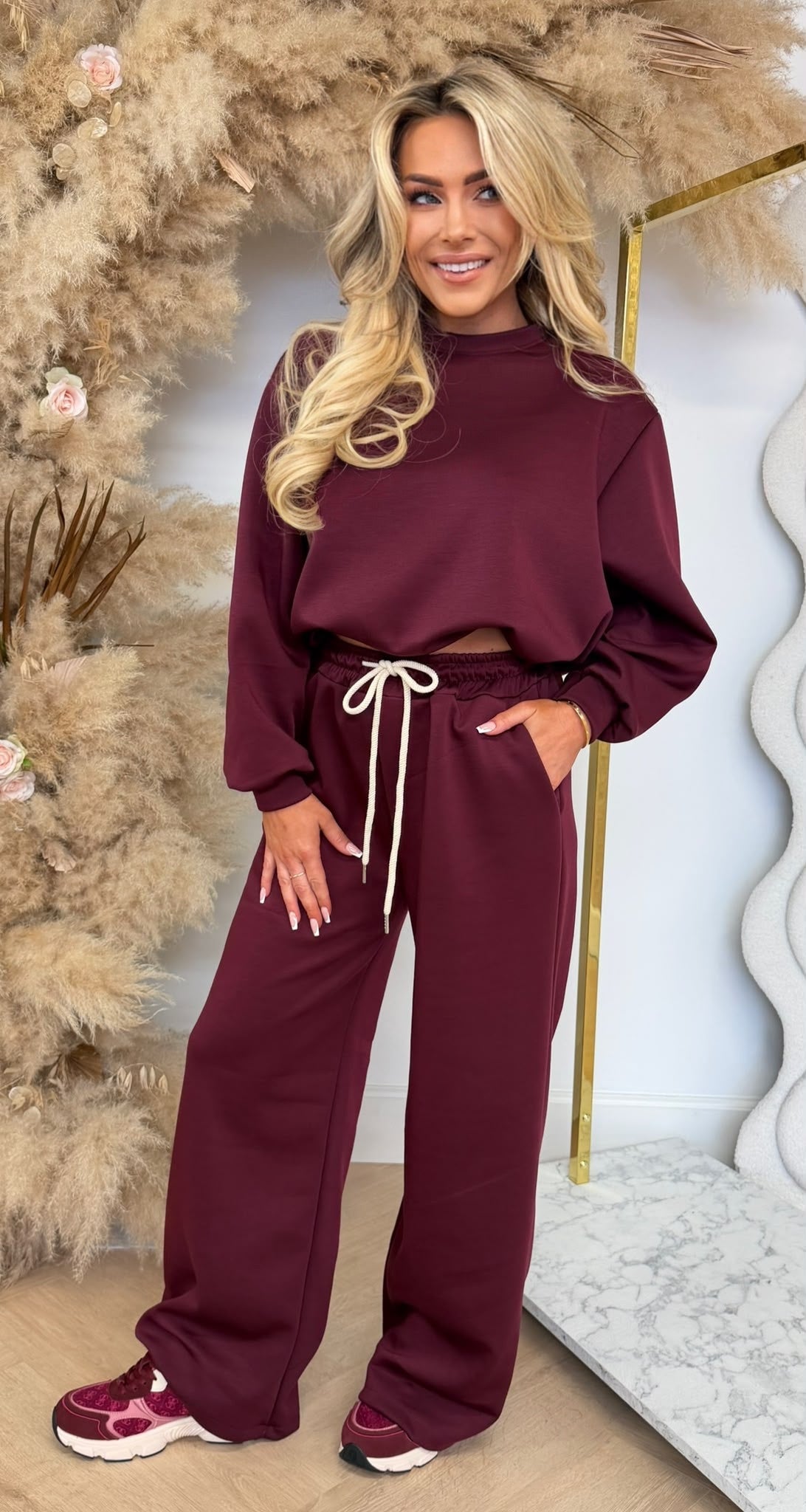 MELLY CROPPED PUFFY SET BORDEAUX