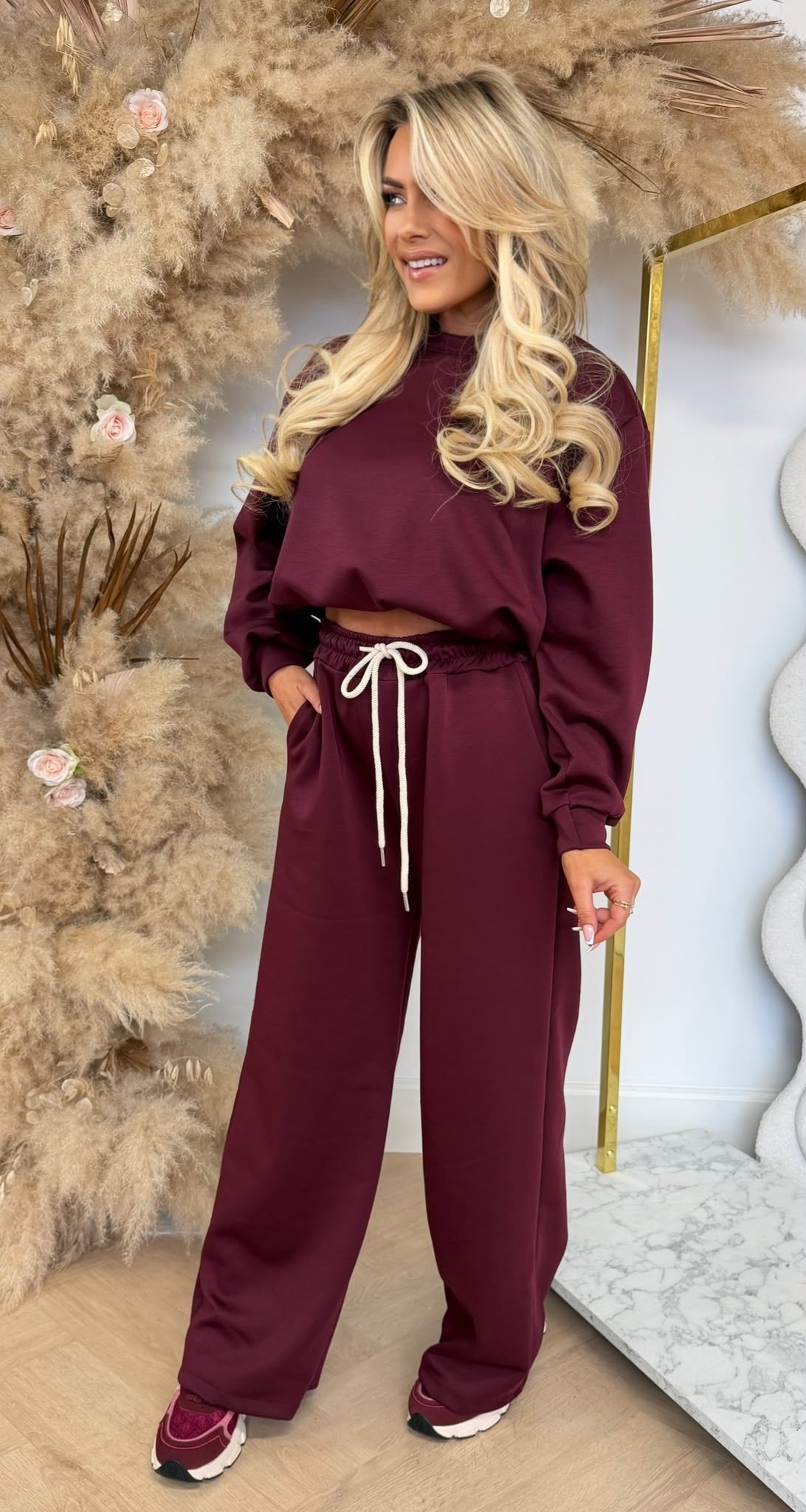 MELLY CROPPED PUFFY SET BORDEAUX