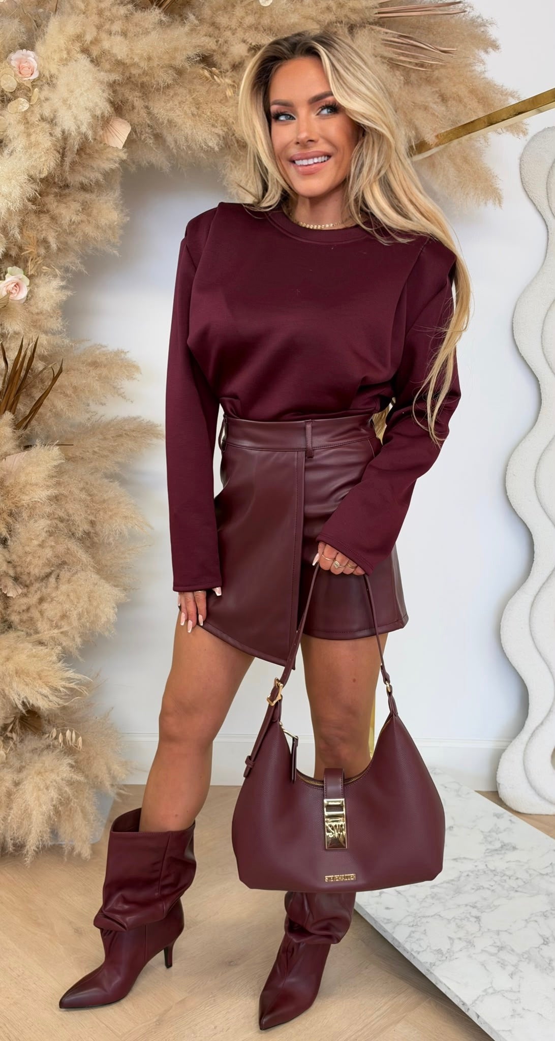 PADDED SHOULDER LONGSLEEVE WINE