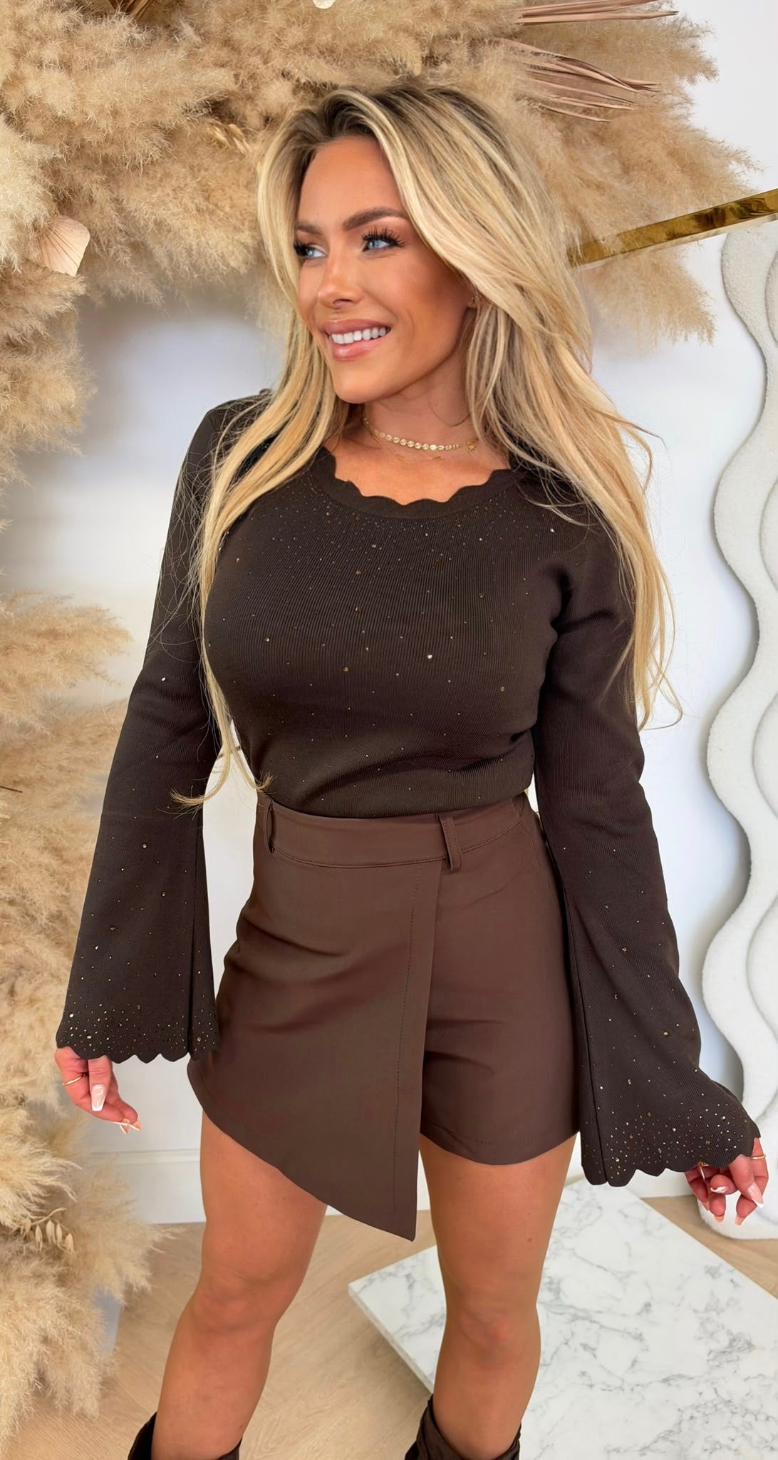 GLITTER FLAIR TOP 6110 CHOCO